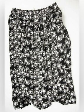 Comme des Garcons Black and White Ditsy Floral Monochrome Midi Skirt Romantic
